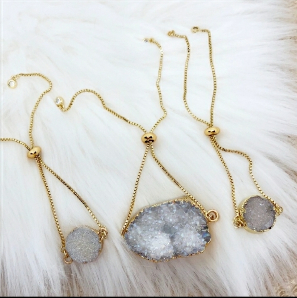 Small Druzy Gold Bracelet - Picture 2 of 4